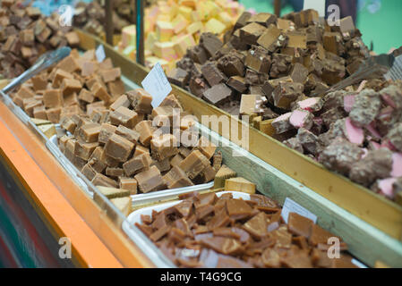Toffee und Fudge Anzeige Stockfoto
