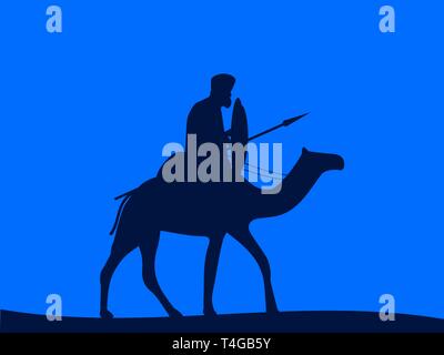 Kamel Kavallerie. Bewaffnete Reiter auf einem Kamel. Vector Illustration Stock Vektor