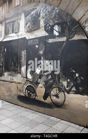 Phung Hung Straße Wandmalereien"Mã Hanoi Stockfoto