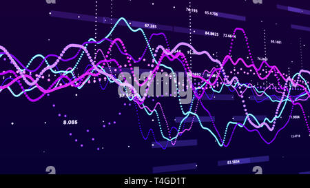 Börse Grafik. Big Datenvisualisierung. Investitionen graph Konzept. 3D-Rendering. Stockfoto