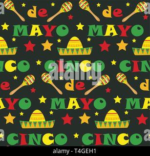 Cinco De Mayo Musterdesign. Mexikanischer Feiertag endlosen Hintergrund Textur. Vektor-Illustration. Stock Vektor