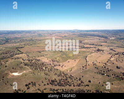 Luftaufnahme der regionalen Land Stadt von Bathurst vom Mount Panorama home Australiens berühmteste Motor Car Rennen. Bathurst ist der Cent entfernt Stockfoto