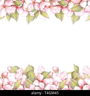 Frühling Blumen Grenze. Sakura nahtlose Muster Stockfoto