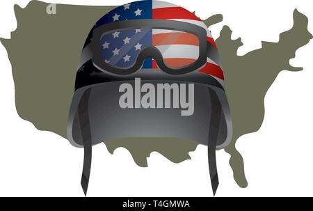 Usa Karte und militärischen Helm icon cartoon Vector Illustration graphic design Stock Vektor