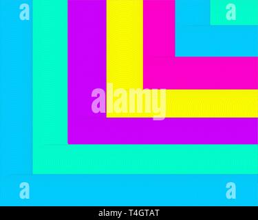 Helle geometrischen abstrakten Hintergrund moderne Hipster futuristische Grafik. Muster mit Gelb Blau Lila Rosa grüne Linien. Neon Poster retro Disco 80er. Vector Illustration. Abdeckung Layoutvorlage. Material Design Konzept Stock Vektor