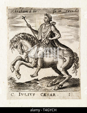 Julius Caesar aus zwölf Caesars zu Pferd, Kupferstich von Abraham de Bruyn, C. 1565 Stockfoto