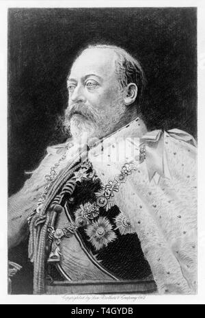 König Edward VII., portrait Radierung von Franz Raubicheck, 1901 Stockfoto