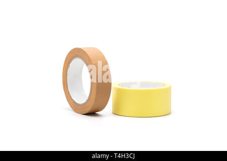 Farbigem Klebeband, Klebeband isoliert, Klebstoffe, Zubehör für zu Hause und bei der Arbeit Gebäude Repair Tool. Stockfoto