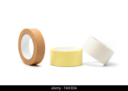 Farbigem Klebeband, Klebeband isoliert, Klebstoffe, Zubehör für zu Hause und bei der Arbeit Gebäude Repair Tool. Stockfoto