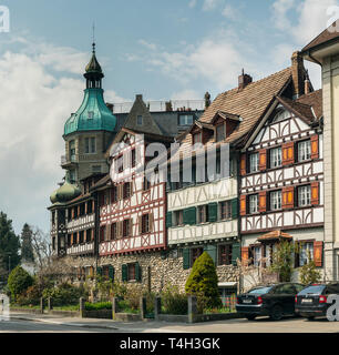 Arbon, SG/Schweiz - April 7, 2019: Blick auf die historische Altstadt in der Schweizer Stadt Arbon Stockfoto