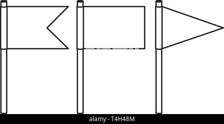 Line Art schwarze und weiße Feiertage Flag gesetzt Stock Vektor