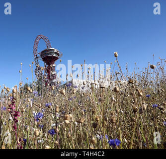 ArcelorMittal Orbit Aussichtsturm im Queen Elizabeth Park, London, fotografiert im Sommer 2012 Stockfoto