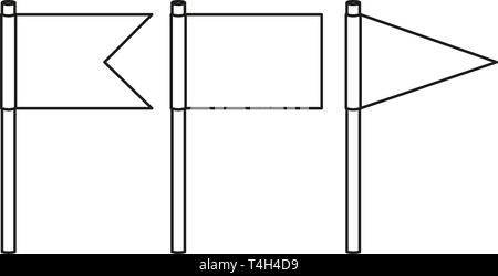 Line Art schwarze und weiße Feiertage Flag gesetzt. Dekorative party Elemente. Geburtstag themed Vector Illustration für Symbol, Stempel, Aufkleber, Zertifikat, brochu Stock Vektor