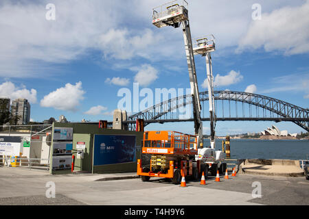 Sydney metro Projekt Website unter Blues Point in Sydney, die als Abrufen site für die Tunnelbohrmaschinen, Sydney, Australien verwendet wird. Stockfoto