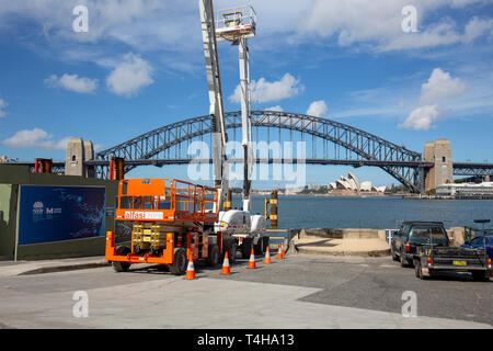 Sydney metro Projekt Website unter Blues Point in Sydney, die als Abrufen site für die Tunnelbohrmaschinen, Sydney, Australien verwendet wird. Stockfoto