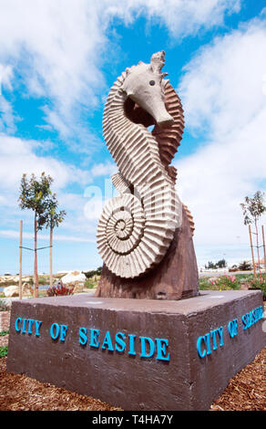 Monterey California, County Seaside Seepferd Statue, öffentliche Kunst, Denkmal, öffentliche Kunst, Ähnlichkeit, CA062, CA062 Stockfoto