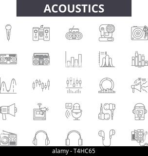 Akustik Zeile für Symbole, Zeichen, Vektor. Akustik Entwurfskonzept Abbildung: Schall, Akustik, Audio, Musik, Band, Design Stock Vektor