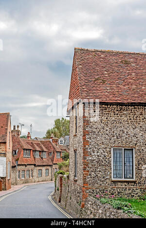 Alfriston (Sussex, England): Highstreet - Geschäfte und Restaurant Stockfoto