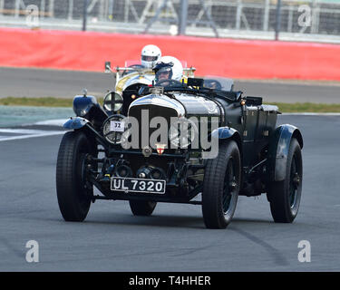 Martin Gaensler, Bentley Speed 6 Le Mans, Benjafield 100, 100 Jahre Bentley, April 2019, Silverstone, Northamptonshire, England, Rundstrecke, Stockfoto