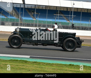 Martin Gaensler, Bentley Speed 6 Le Mans, Benjafield 100, 100 Jahre Bentley, April 2019, Silverstone, Northamptonshire, England, Rundstrecke, Stockfoto