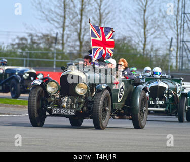 Martin Overington, Bentley 4 ½ Liter Gebläse, Benjafield 100, 100 Jahre Bentley, April 2019, Silverstone, Northamptonshire, England, Rundstrecke, Stockfoto