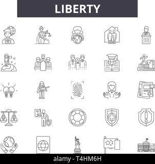 Liberty Zeile für Symbole, Zeichen, Vektor. Liberty Entwurfskonzept Abbildung: Liberty, USA, Freiheit, Statue, Denkmal, Amerika Stock Vektor