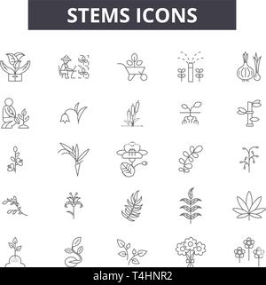 Stiele Zeile für Symbole, Zeichen, Vektor. Stiele Entwurfskonzept, Illustration: Technik, Wissenschaft, Stiel, deeducation, Konzept, Technik, Wissen Stock Vektor