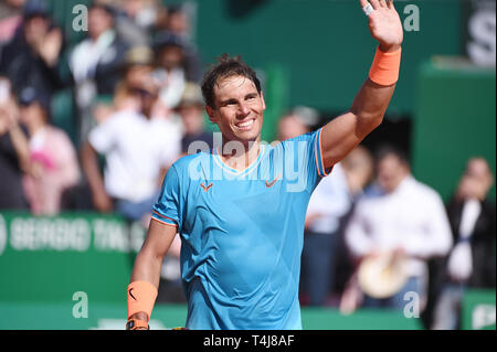 Roquebrune-Cap-Martin, Frankreich. 17 Apr, 2019. Rafael Nadal (ESP) Tennis: 2. Runde der Männer Singles Match in Monte Carlo Masters in Monte Carlo Country Club in Roquebrune-Cap-Martin, Frankreich. Credit: Itaru Chiba/LBA/Alamy leben Nachrichten Stockfoto