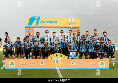 RS - Porto Alegre - 04/17/2019 - Gaucho2019, Gremio x Internacional - gremio Spieler Pose für das Spiel gegen Internacional im Arena tun Gremio Stadion für die Meisterschaft 2019. Foto: jeferson Guareze/AGIF Stockfoto