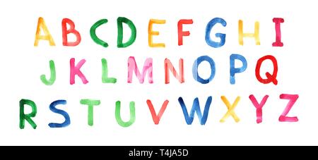 Bunte Buchstaben des Alphabets für Design und Dekoration, Nachahmung von Aquarell Stock Vektor
