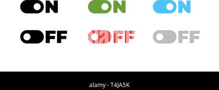 Auf Off-Modus wechseln", Schieberegler. Wechseln modernen Flachbild UX UI Design Vector Element für die Webseite oder mobile App eingestellt Stock Vektor