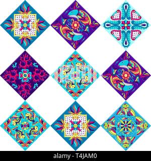 Mexican talavera Keramik Muster mit den Fischen. Stock Vektor