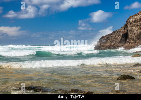 Sonnigen Tag an der Kapelle Porth Beach Cornwall England UK Europa Stockfoto