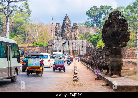 Angkor Thom Südtor, Eintritt in Angkor Wat archäologischen Park in der Nähe von Siem Reap in Kambodscha Stockfoto
