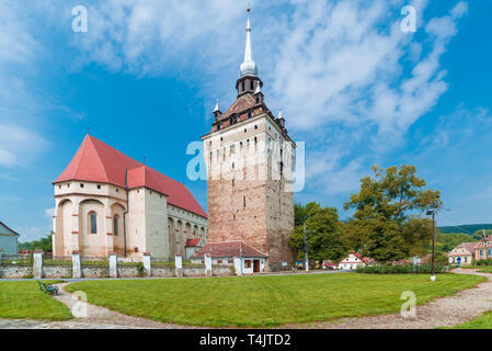 Saschiz Kirchenburg Saschiz in Dörfern, Sibiu, Siebenbürgen, Rumänien, von der Unesco zum Weltkulturerbe geschützt. Stockfoto