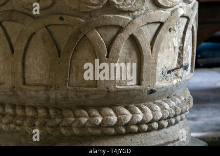 Font detail, St. Johannes der Täufer Kirche, Hornton, Oxfordshire, England, Großbritannien Stockfoto