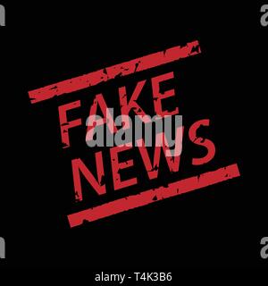 Fake news Stempel auf schwarzem Hintergrund Stock Vektor