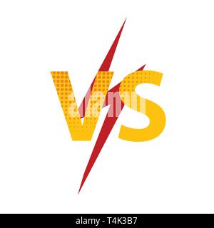 Versus VS Buchstaben Kampf Hintergrund in flachen Comics Stil mit Rasterung Stock Vektor