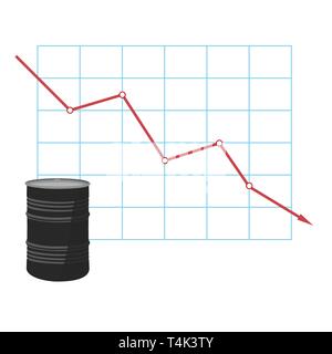 Öl- Konzept. Preissenkung Chart. Finanzmärkte Stock Vektor