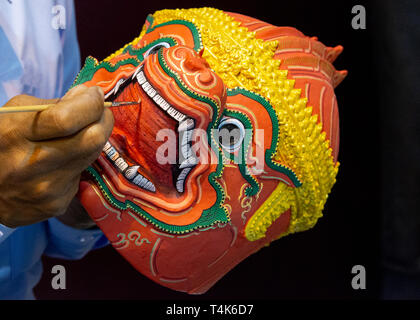 Hanuman Khon Maske, Handgearbeitete Masken, Thai Khon Maske Stockfoto