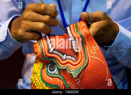 Hanuman Khon Maske, Handgearbeitete Masken, Thai Khon Maske Stockfoto