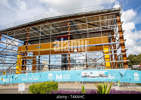 Sydney metro Projekt Website unter Blues Point in Sydney, die als Abrufen site für die Tunnelbohrmaschinen, Sydney, Australien verwendet wird. Stockfoto