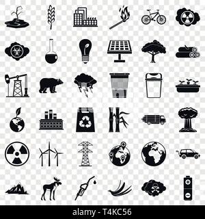 Umwelt Symbole gesetzt, einfachen Stil Stock Vektor