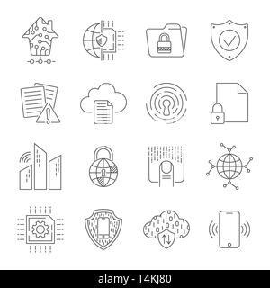 Internet Technologie, Online Services. Daten, Information Security, Anschlusstechnik, Bipr. Thin line Web Icon Set. Editierbare Schlaganfall. EPS 10. Stock Vektor