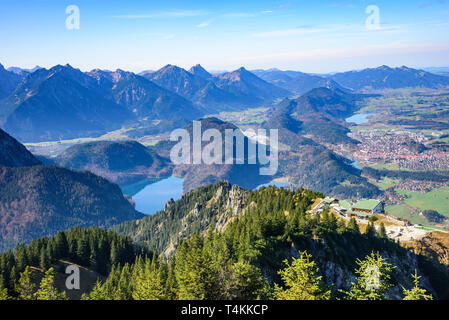 Malerische Aussicht auf östlichen Allgäu und die Region rund um Füssen von Mountain Top Stockfoto