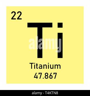 Abbildung: Periodensystem Element Titan Symbol auf weißem Hintergrund Stock Vektor