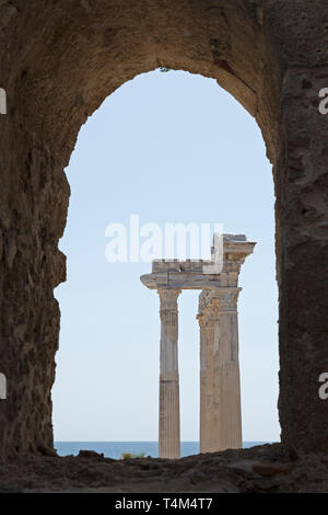 Bleibt der Tempel des Apollo, Side, Provinz Antalya, Türkei Stockfoto