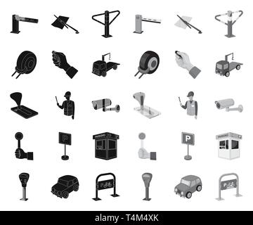 Aktivierung, Alarm, Kunst, Telefonzentrale, Barricade, Schranke, Fahrrad, schwarz. mono, Stand, Kamera, Auto, Klammer, Münze, Sammlung, Konstruktion, Design, Ausstattung, feine, Hand, Besitz, Icon, Illustration, isoliert, Logo, Meter, Parken, Straße, Regel, Sicherheit, Service, Satz, Zeichen, Stop, Symbol, Maut-, Schlepp-, Getriebe-, Lkw-, Vektor-, Web-, Rad- zone Vektor Vektoren, Stock Vektor