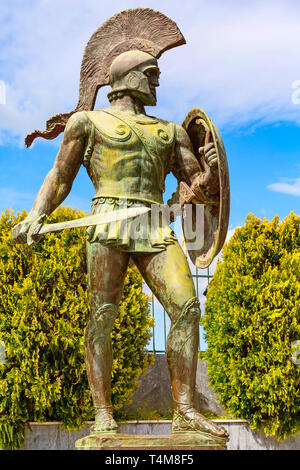 Sparta, Griechenland close-up spartan statue von Leonidas, König von Sparta in Peloponnes Stockfoto