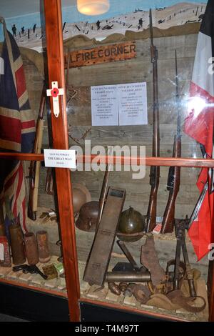 WWI-Anzeige an Parham Airfield Museum, Framlingham, Suffolk, England, Großbritannien Stockfoto